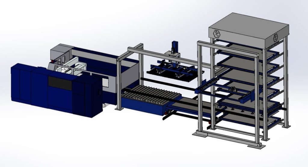 Sistema de carga y descarga de automatización de metales