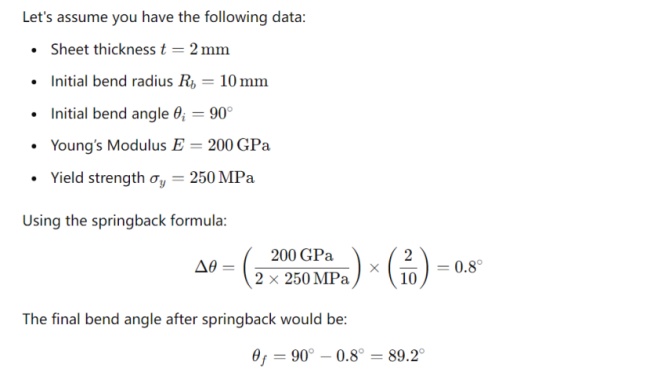 exemple de calcul de retour élastique